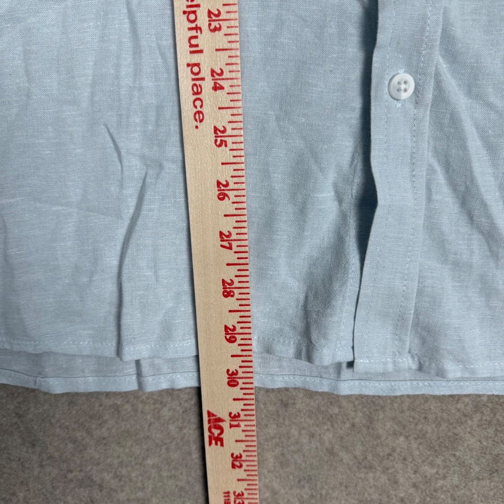 Saks Fifth Avenue Button Down XXL 25.5in Linen Viscose Light Blue Coastal Preppy - Picture 6 of 8